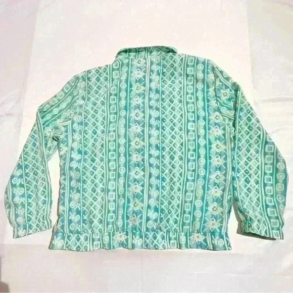 Vintage Teddi Graphic Aztec Geo Windbreaker Track Zip Front Jacket Womens XL - Picture 2 of 5
